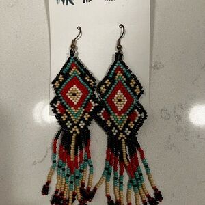 Handcrafted Beaded Dangle Earrings - Multicolor